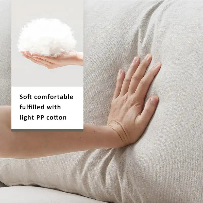 Divano componibile a L reversibile beige con pouf, 4 posti
