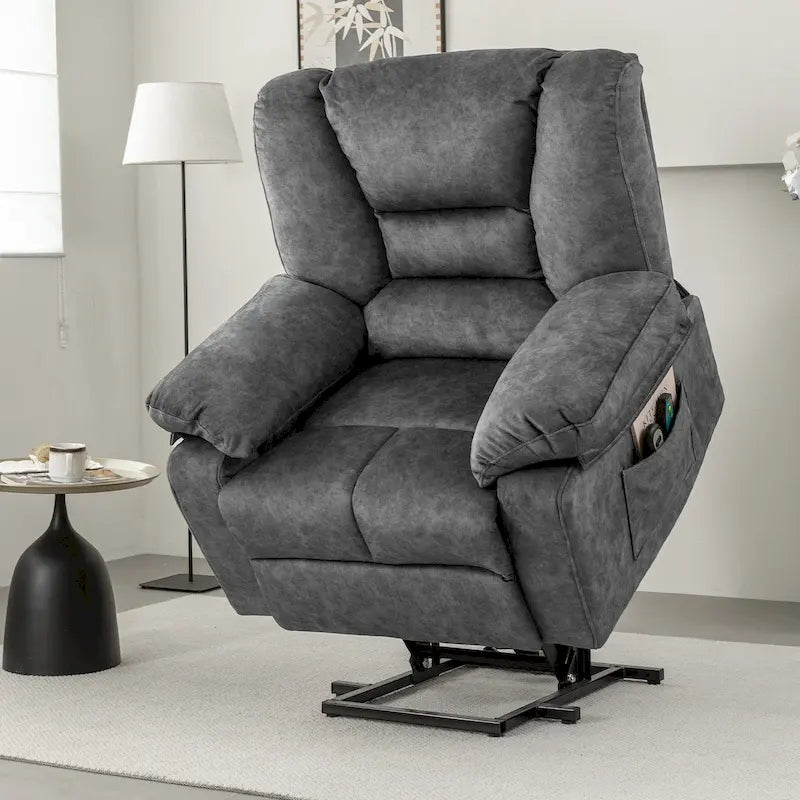 Poltrona Reclinabile Elettrica Grey Power Lift, Singola, con Massaggio e Calore