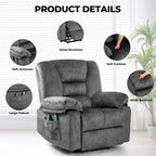 Poltrona Reclinabile Elettrica Grey Power Lift, Singola, con Massaggio e Calore
