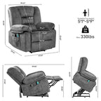 Poltrona Reclinabile Elettrica Grey Power Lift, Singola, con Massaggio e Calore