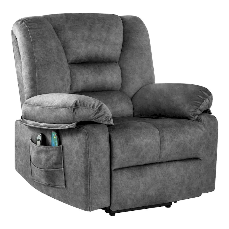 Poltrona Reclinabile Elettrica Grey Power Lift, Singola, con Massaggio e Calore
