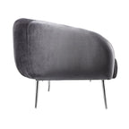 Divano a 3 posti in velluto grigio con gambe argentate, trapuntatura a canale, 188 cm