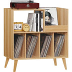 Supporto per giradischi in legno (nero/noce/marrone/bianco/naturale), stile con ripiani aperti, per 1 persona