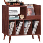 Supporto per giradischi in legno (nero/noce/marrone/bianco/naturale), stile con ripiani aperti, per 1 persona