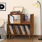 Supporto per giradischi in legno (nero/noce/marrone/bianco/naturale), stile con ripiani aperti, per 1 persona