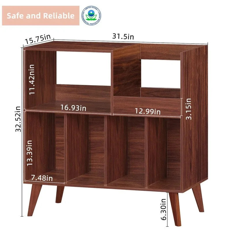 Supporto per giradischi in legno (nero/noce/marrone/bianco/naturale), stile con ripiani aperti, per 1 persona