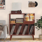 Supporto per giradischi in legno (nero/noce/marrone/bianco/naturale), stile con ripiani aperti, per 1 persona