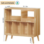 Supporto per giradischi in legno (nero/noce/marrone/bianco/naturale), stile con ripiani aperti, per 1 persona
