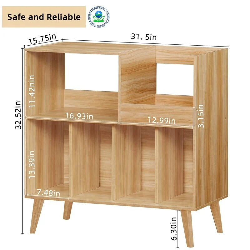 Supporto per giradischi in legno (nero/noce/marrone/bianco/naturale), stile con ripiani aperti, per 1 persona