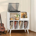 Supporto per giradischi in legno (nero/noce/marrone/bianco/naturale), stile con ripiani aperti, per 1 persona