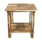 Tavolino con Ripiano Inferiore in Legno Massello di Acacia Naturale e Mogano, 1 Pezzo