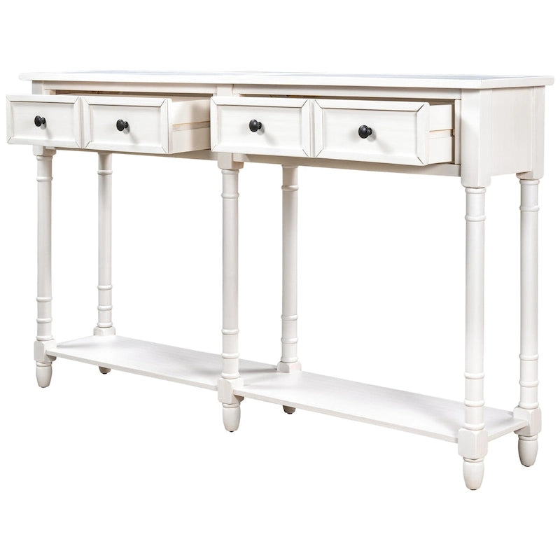 Consolle rustica naturale/espresso/avorio/grigia/blu con 2 cassetti e ripiano, montaggio da 1 persona
