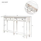 Consolle rustica naturale/espresso/avorio/grigia/blu con 2 cassetti e ripiano, montaggio da 1 persona