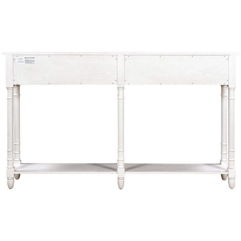 Consolle rustica naturale/espresso/avorio/grigia/blu con 2 cassetti e ripiano, montaggio da 1 persona