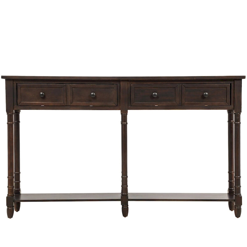 Consolle rustica naturale/espresso/avorio/grigia/blu con 2 cassetti e ripiano, montaggio da 1 persona