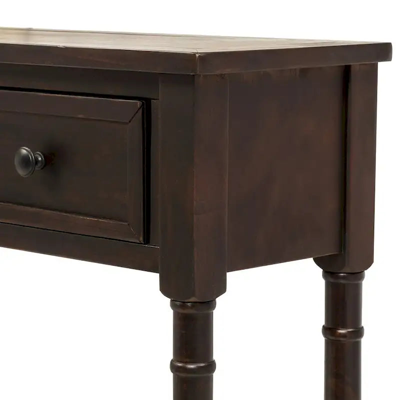 Consolle rustica naturale/espresso/avorio/grigia/blu con 2 cassetti e ripiano, montaggio da 1 persona