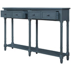 Consolle rustica naturale/espresso/avorio/grigia/blu con 2 cassetti e ripiano, montaggio da 1 persona