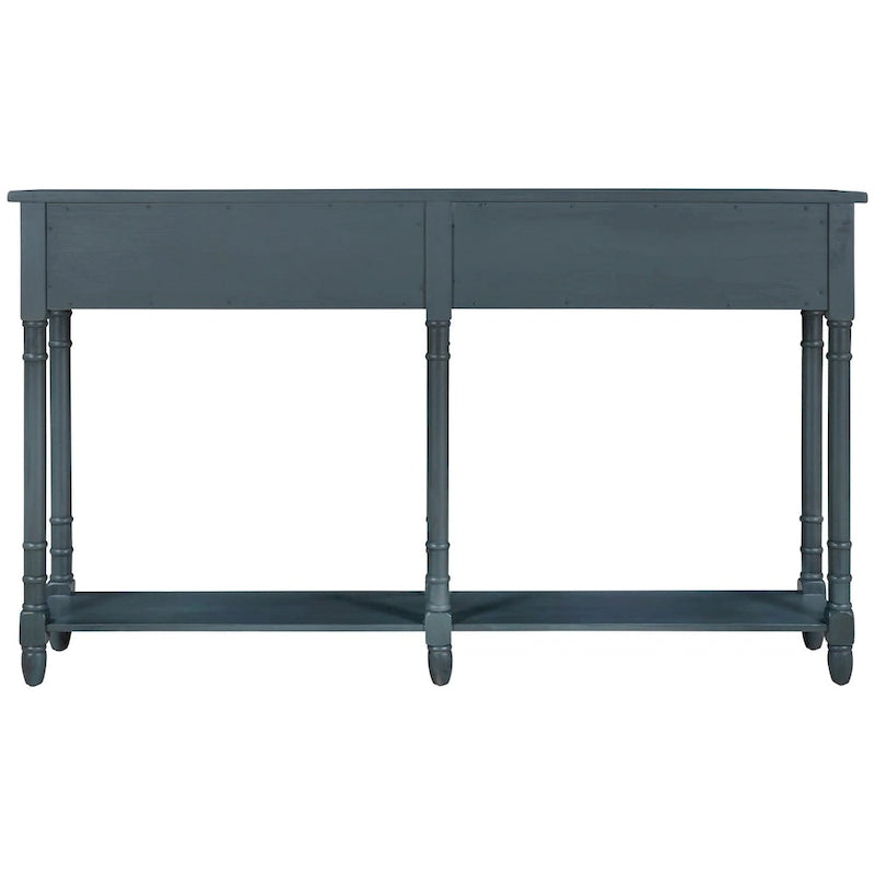 Consolle rustica naturale/espresso/avorio/grigia/blu con 2 cassetti e ripiano, montaggio da 1 persona