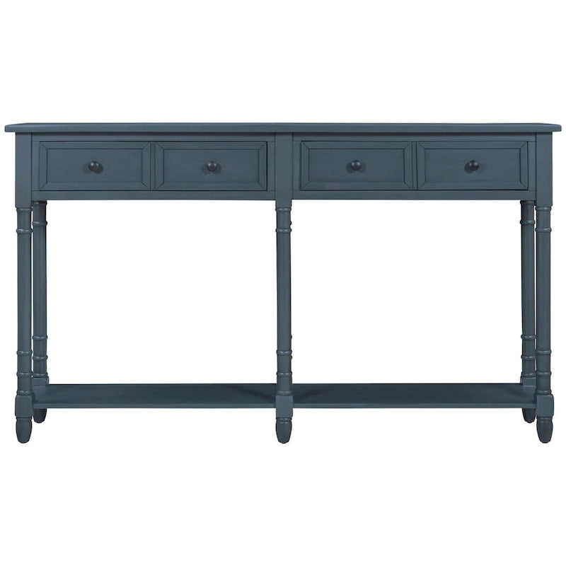 Consolle rustica naturale/espresso/avorio/grigia/blu con 2 cassetti e ripiano, montaggio da 1 persona