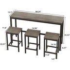 Set da pranzo alto da 3 posti, colore marrone scuro/naturale/grigio, in MDF e struttura in metallo