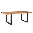 Tavolo da pranzo in legno di acacia, noce scuro, con bordo vivo, stile rustico, 4-8 posti a sedere