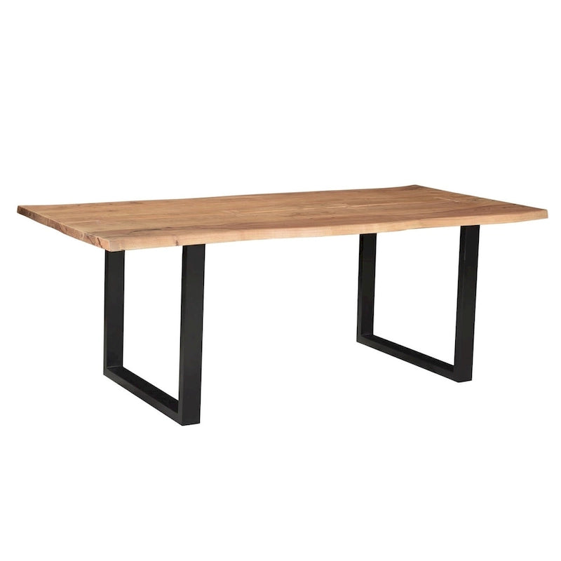 Tavolo da pranzo in legno di acacia, noce scuro, con bordo vivo, stile rustico, 4-8 posti a sedere