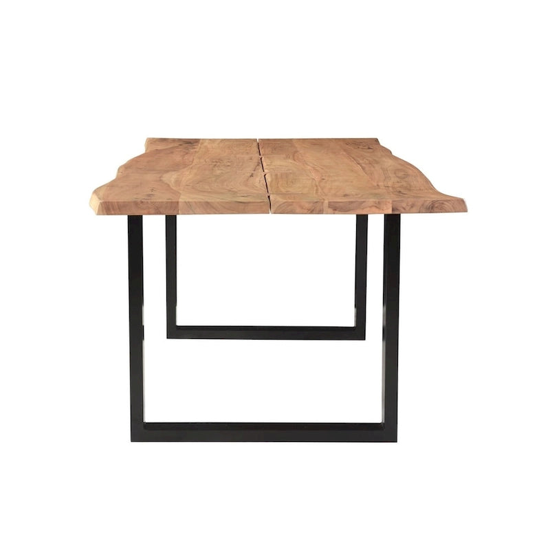 Tavolo da pranzo in legno di acacia, noce scuro, con bordo vivo, stile rustico, 4-8 posti a sedere