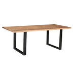 Tavolo da pranzo in legno di acacia, noce scuro, con bordo vivo, stile rustico, 4-8 posti a sedere