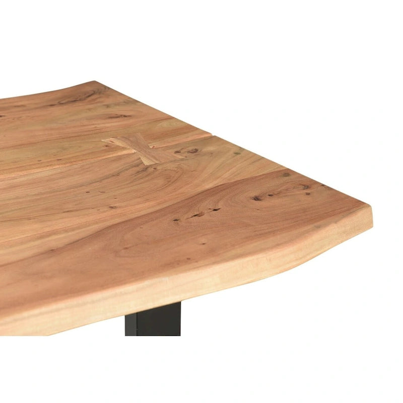 Tavolo da pranzo in legno di acacia, noce scuro, con bordo vivo, stile rustico, 4-8 posti a sedere