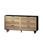 Cassettiera a 6 cassetti in rattan nero/naturale, 1 pezzo