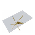 Tavolo da Pranzo Rettangolare in Vetro con Base a Stella (Oro/Argento) – 4 Posti