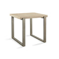 24 Inch Side End Table, Stone Tabletop, Metal Sled Base, Bronze