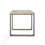 Tavolino/tavolo laterale con base a slitta in metallo color bronzo, piano in pietra, 1 persona, 56 cm L x 61 cm P x 56 cm H