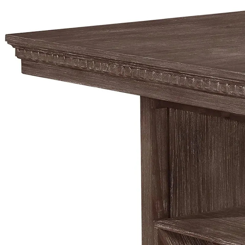 Tavolo da pranzo alto in legno marrone con portabottiglie, posti a sedere 4-6