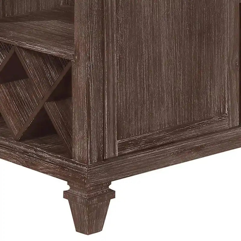 Tavolo da pranzo alto in legno marrone con portabottiglie, posti a sedere 4-6