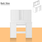 Tavolo da trucco bianco/nero a 3 specchi e 9 cassetti con illuminazione a LED, singolo