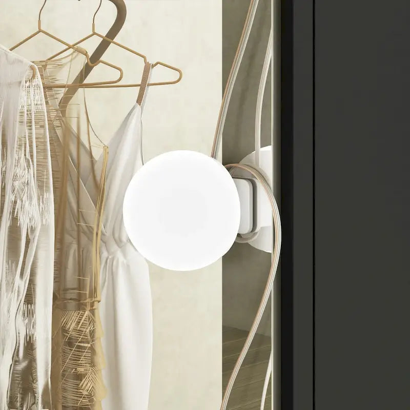Tavolo da trucco bianco/nero a 3 specchi e 9 cassetti con illuminazione a LED, singolo