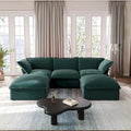 Divano componibile a U in velluto verde/arancio/blu/rosso con 2 pouf, 3 posti