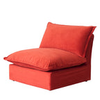 Divano componibile a U in velluto verde/arancio/blu/rosso con 2 pouf, 3 posti