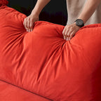 Divano componibile a U in velluto verde/arancio/blu/rosso con 2 pouf, 3 posti