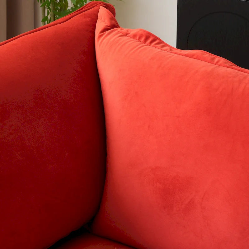 Divano componibile a U in velluto verde/arancio/blu/rosso con 2 pouf, 3 posti
