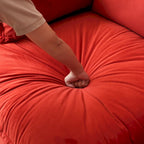 Divano componibile a U in velluto verde/arancio/blu/rosso con 2 pouf, 3 posti
