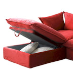 Divano componibile a U in velluto verde/arancio/blu/rosso con 2 pouf, 3 posti
