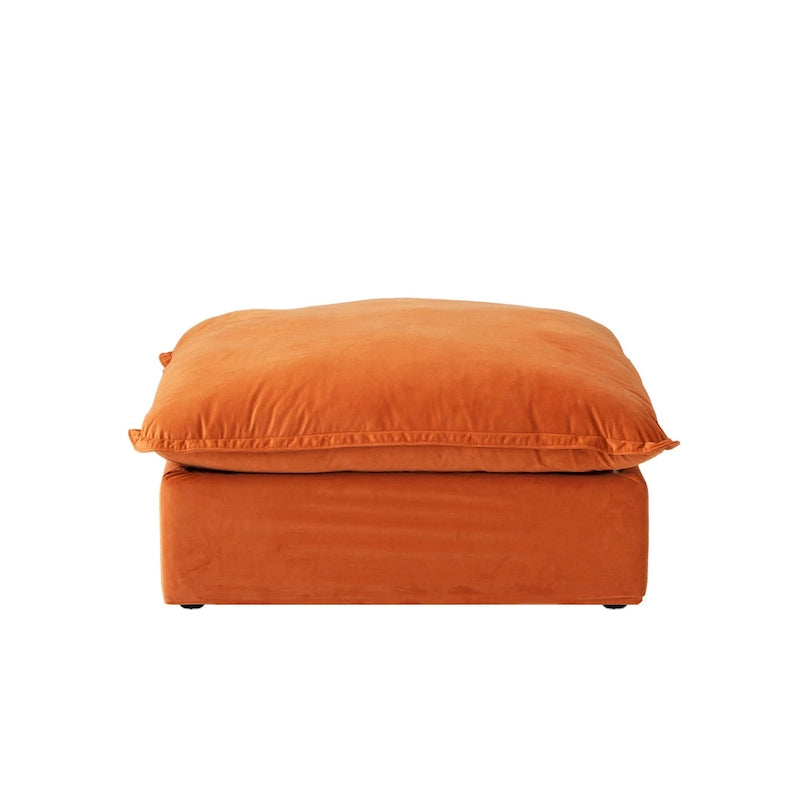 Divano componibile a U in velluto verde/arancio/blu/rosso con 2 pouf, 3 posti