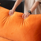 Divano componibile a U in velluto verde/arancio/blu/rosso con 2 pouf, 3 posti