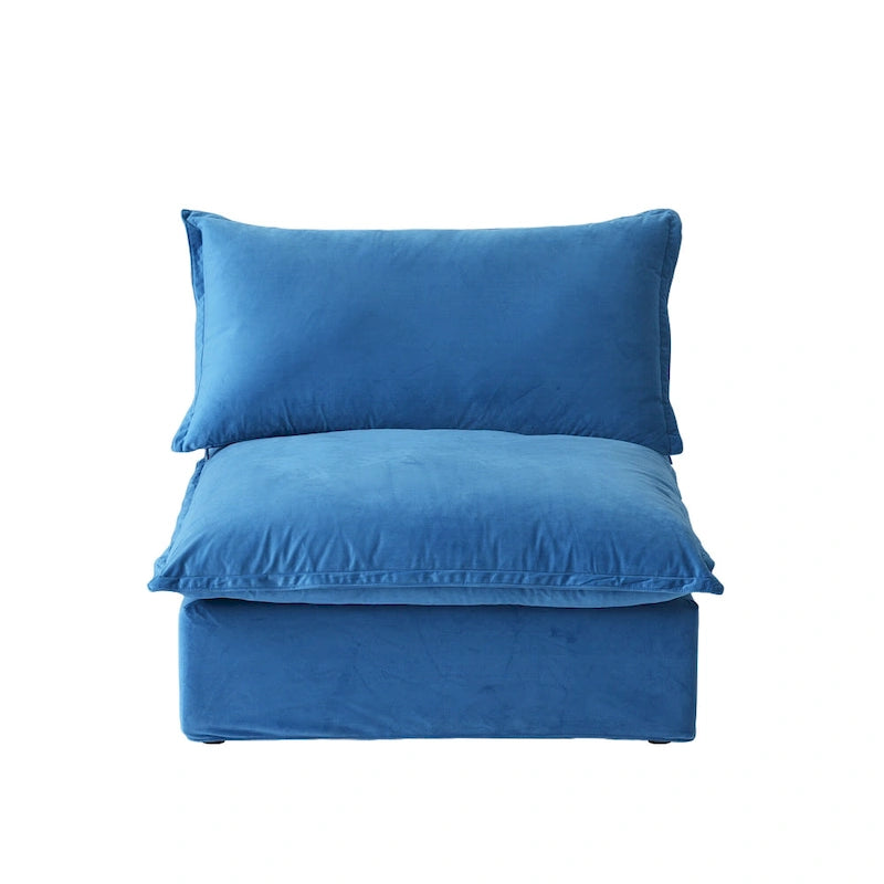 Divano componibile a U in velluto verde/arancio/blu/rosso con 2 pouf, 3 posti