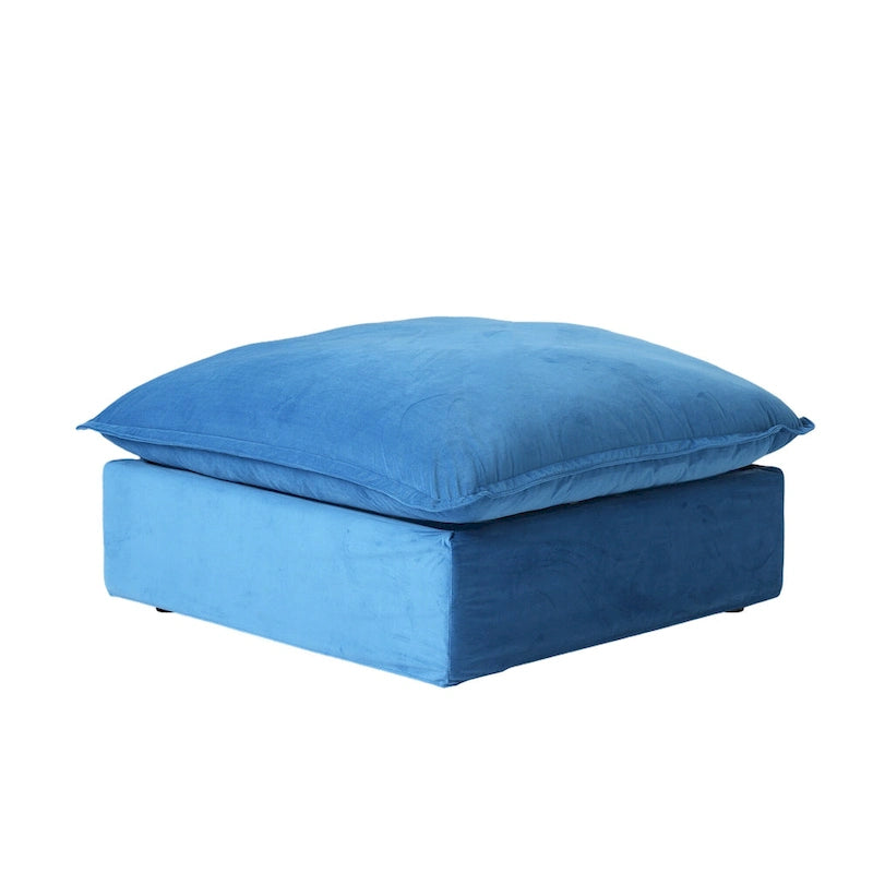 Divano componibile a U in velluto verde/arancio/blu/rosso con 2 pouf, 3 posti