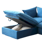 Divano componibile a U in velluto verde/arancio/blu/rosso con 2 pouf, 3 posti
