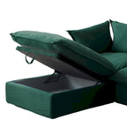 Divano componibile a U in velluto verde/arancio/blu/rosso con 2 pouf, 3 posti