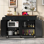 Carrello da cucina su ruote Black / White Farmhouse con anta a ribalta, uso individuale
